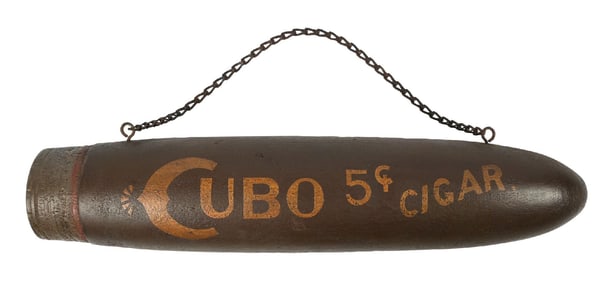 CUBO 5¢ CIGARS PAINTED WOOD ADVERTISING SIGN