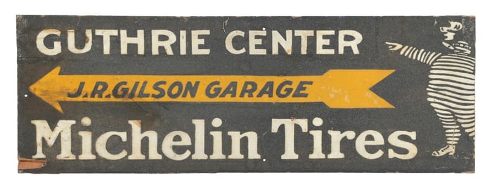 MICHELIN TIRES SAND PAINTED WOOD DIRECTIONAL GARAGE SIGN
