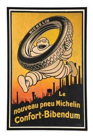 LARGE MICHELIN TIRES FRAMED PAPER POSTER WITH BIBENDUM GRAPHIC