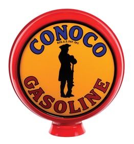 CONOCO GASOLINE SINGLE 15" GLOBE LENS ON METAL BODY