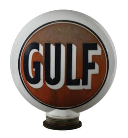 GULF GASOLINE ONE PIECE CAST GLOBE W/ SCREW BASE