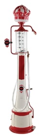 FRY 5 GALLON VISIBLE GAS PUMP RESTORED IN CROWN GASOLINE