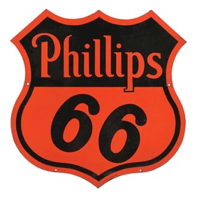 PHILLIPS 66 GASOLINE PORCELAIN SHIELD SIGN