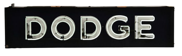 DODGE AUTOMOBILES COMPLETE PORCELAIN NEON SIGN