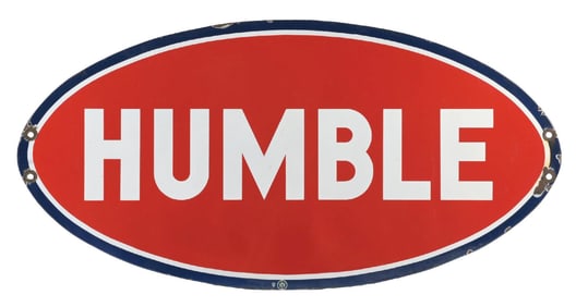 HUMBLE GASOLINE PORCELAIN SERVICE STATION SIGN