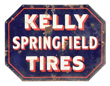 KELLY SPRINGFIELD TIRES PORCELAIN SERVICE STATION SIGN
