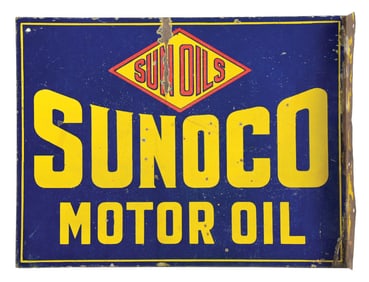 SUNOCO MOTOR OIL PORCELAIN SERVICE STATION FLANGE SIGN