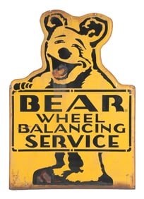 BEAR WHEEL BALANCING SERVICE DIECUT TIN SIGN