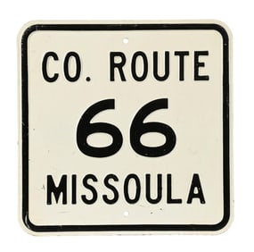 COUNTY ROUTE 66 MISSOULA MONTANA STAMPED STEEL SIGN