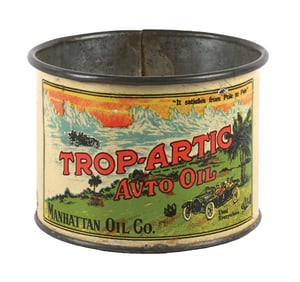 TROP-ARTIC AUTO OIL TIN LITHO SERVICE STATION DRINKING CUP