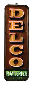 DELCO BATTERIES TIN SIGN W/ ADDED NEON