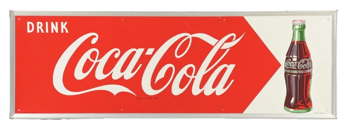 DRINK COCA-COLA TIN SIGN WITH SELF-FRAMED OUTER EDGE