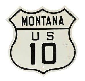 MONTANA US ROUTE 10 STAMPED SHIELD SIGN