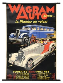 WAGRAM AUTO PAPER POSTER W/ BUS, CAR, & MOTOCYCLE GRAPHIC