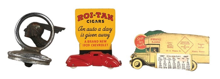 COLLECTION OF 3: PONTIAC, ROI-TAN & PEOPLES TRANSFER ADVERTISING ITEMS