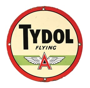 TYDOL FLYING A GASOLINE PORCELAIN PUMP PLATE SIGN