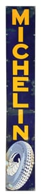 MICHELIN TIRES PORCELAIN STATION SIGN W/ TIRE & BIBENDUM GRAPHIC