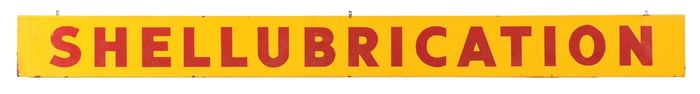 SHELLUBRICATION PORCELAIN SERVICE STATION SIGN W/ COOKIE CUTTER EDGE