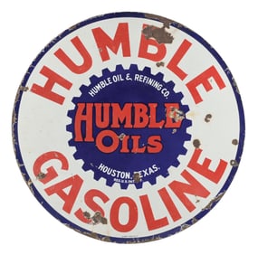 HUMBLE GASOLINE PORCELAIN SERVICE STATION SIGN