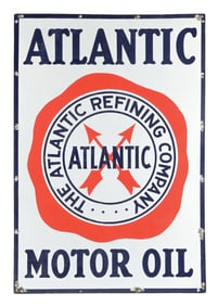 ATLANTIC MOTOR OIL PORCELAIN SERVICE STATION SIGN