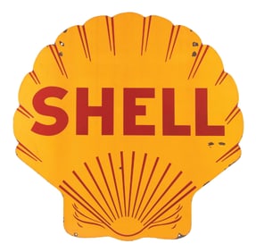 SHELL GASOLINE PORCELAIN SERVICE STATION SIGN