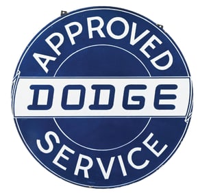 DODGE APPROVED SERVICE PORCELAIN SIGN
