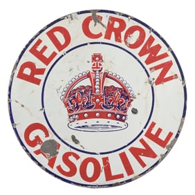 RED CROWN GASOLINE PORCELAIN SERVICE STATION SIGN