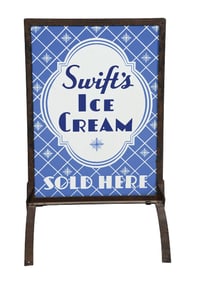 SWIFTS ICE CREAM SOLD HERE PORCELAIN CURB SIGN