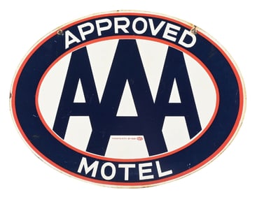 AAA APPROVED MOTEL PORCELAIN OVAL SIGN