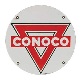 CONOCO GASOLINE & MOTOR OIL PORCELAIN SIGN