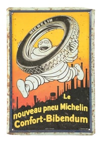 MICHELIN TIRES TIN SIGN W/ SELF FRAMED OUTER EDGE