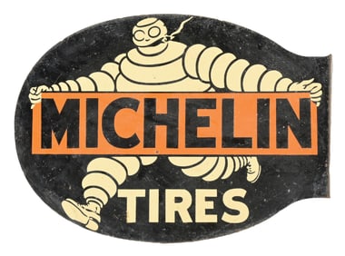 RARE MICHELIN TIRES TIN SERVICE STATION FLANGE SIGN