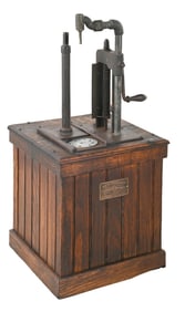 S.F. BOWSER & CO MODEL #3071 COUNTERTOP OIL PUMP W/ WOODEN BASE