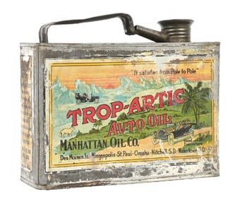 RARE TOP ARTIC MOTOR OIL HALF GALLON CAN W/ OPEN CAR GRAPHIC