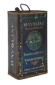RARE HAVOLINE MARINE MOTOR OIL ONE GALLON CAN W/ BOAT GRAPHIC