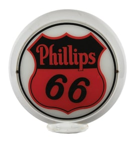 PHILLIPS 66 GASOLINE COMPLETE 13.5" GLOBE ON NARROW MILK GLASS BODY