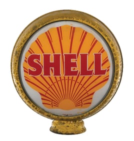 SHELL GASOLINE COMPLETE 15" GLOBE ON HIGH PROFILE METAL BODY