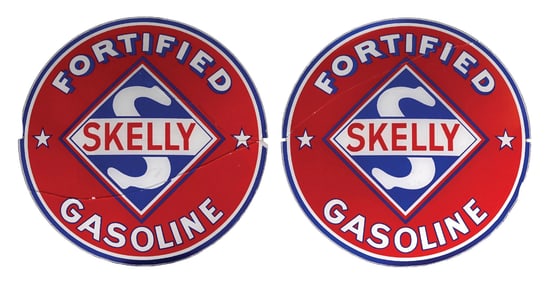 SKELLY FORTIFIED GASOLINE PAIR 13.5" GLOBE LENSES