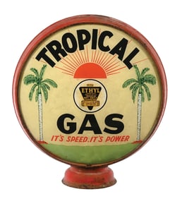 RARE TROPICAL GAS SINGLE 15" GLOBE LENS ON ORIGINAL METAL BODY