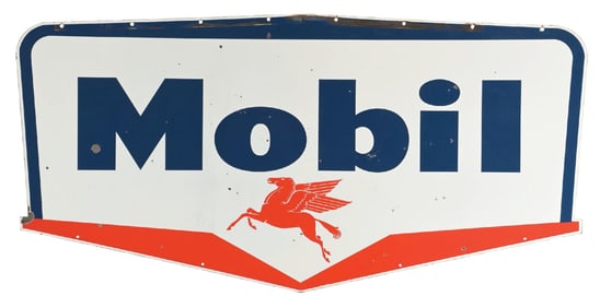 MOBIL GASOLINE PORCELAIN SERVICE STATION SIGN WITH PEGASUS GRAPHIC