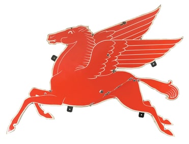 MOBIL GASOLINE PORCELAIN PEGASUS COOKIE CUTTER SIGN