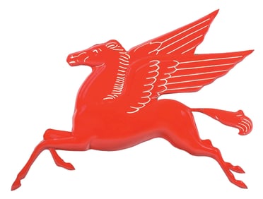MOBIL PEGASUS EMBOSSED PORCELAIN SERVICE STATION SIGN