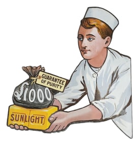 SUNLIGHT DIE- CUT PORCELAIN SIGN