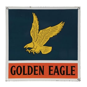 GOLDEN EAGLE GASOLINE PORCELAIN PUMP PLATE SIGN