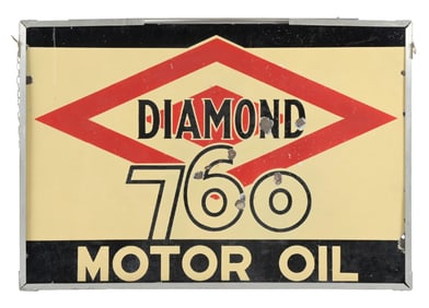 DX DIAMOND 760 MOTOR OIL PORCELAIN SERVICE STATION SIGN