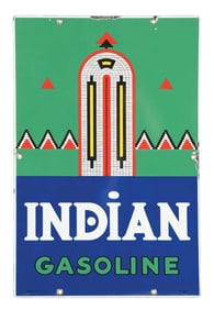 INDIAN GASOLINE PORCELAIN PUMP PLATE SIGN