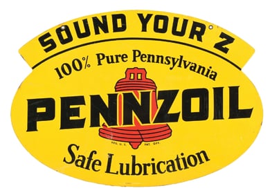 PENNZOIL SOUND YOUR Z TIN SERVICE STATION SIGN