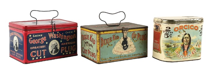 COLLECTION OF 3: TOBACCO TINS FROM GEORGE WASHINGTON, ORCICO, & DIXIE KID