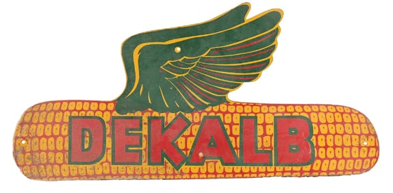 DECALB FLYING EAR OF CORN MASONITE SIGN