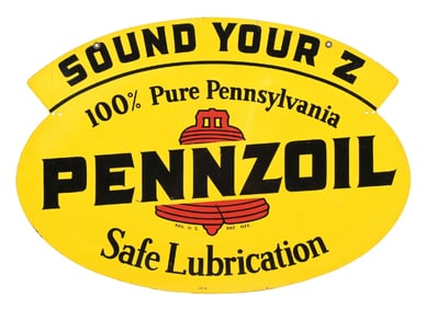 PENNZOIL SOUND YOUR Z TIN SERVICE STATION SIGN